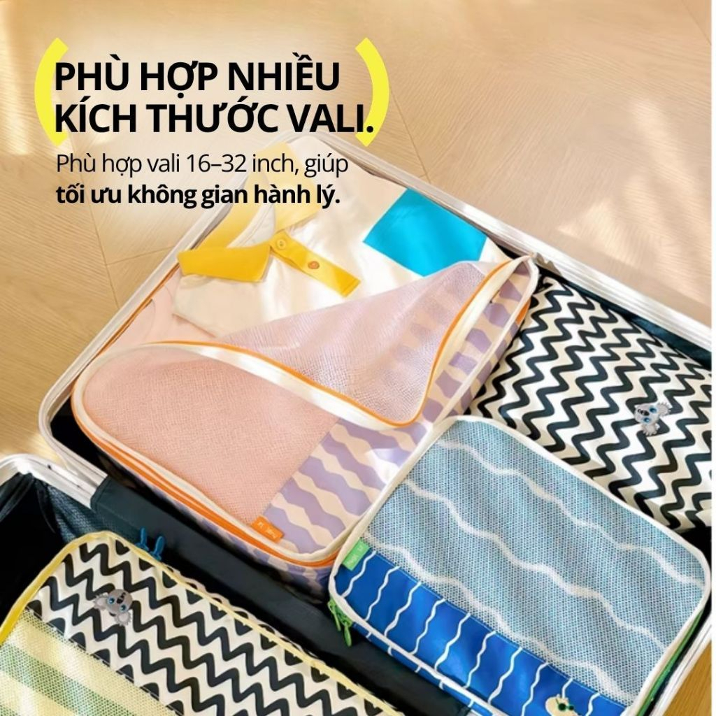 Combo 7 Túi Đựng Đồ Du Lịch Gấp Gọn Hugz- Garden Field