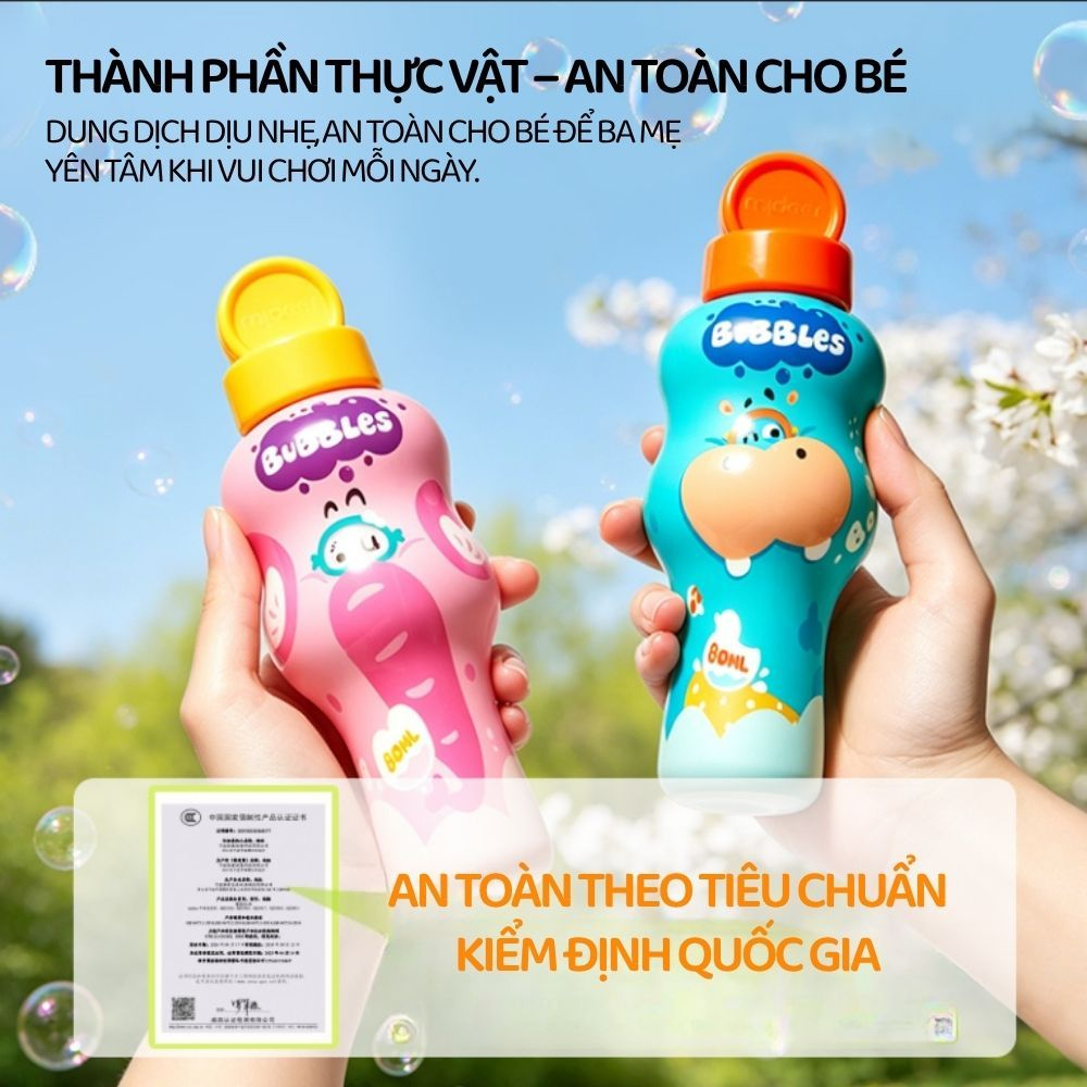 Đồ Chơi Thổi Bong Bóng Chống Tràn Cho Bé Mideer Bubble- Hà Mã 3+