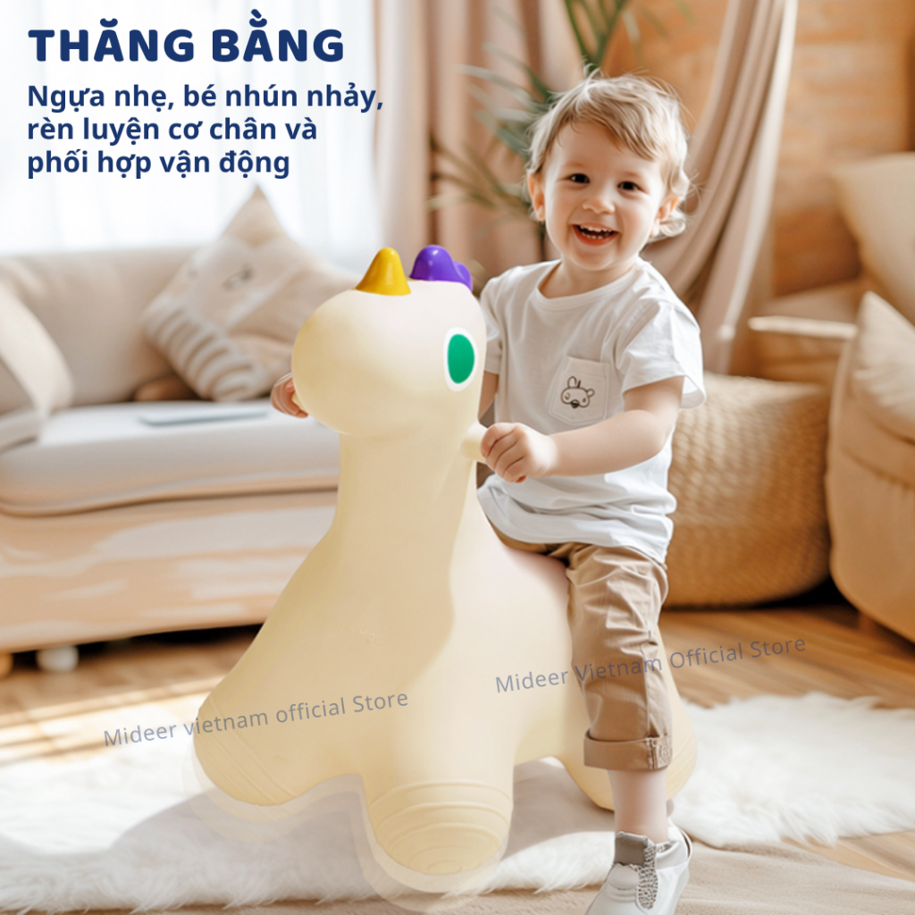 Thú Nhún Bơm Hơi Cho Bé Màu Xanh Mideer Joy Bounce Jumper Pony 18m+