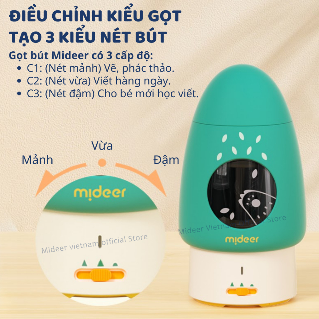 Gọt Bút Chì Điện Tự Động Màu Xanh Mideer Automatic Pencil Sharpener 3+