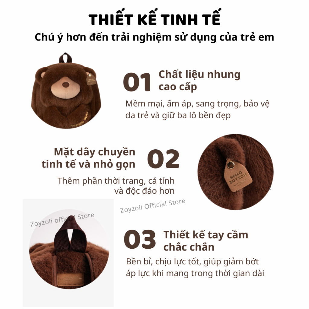 Balo Cho Bé Mầm Non Hình Gấu Bông Zoyzoii Kids Backpack B82 Sư Tử