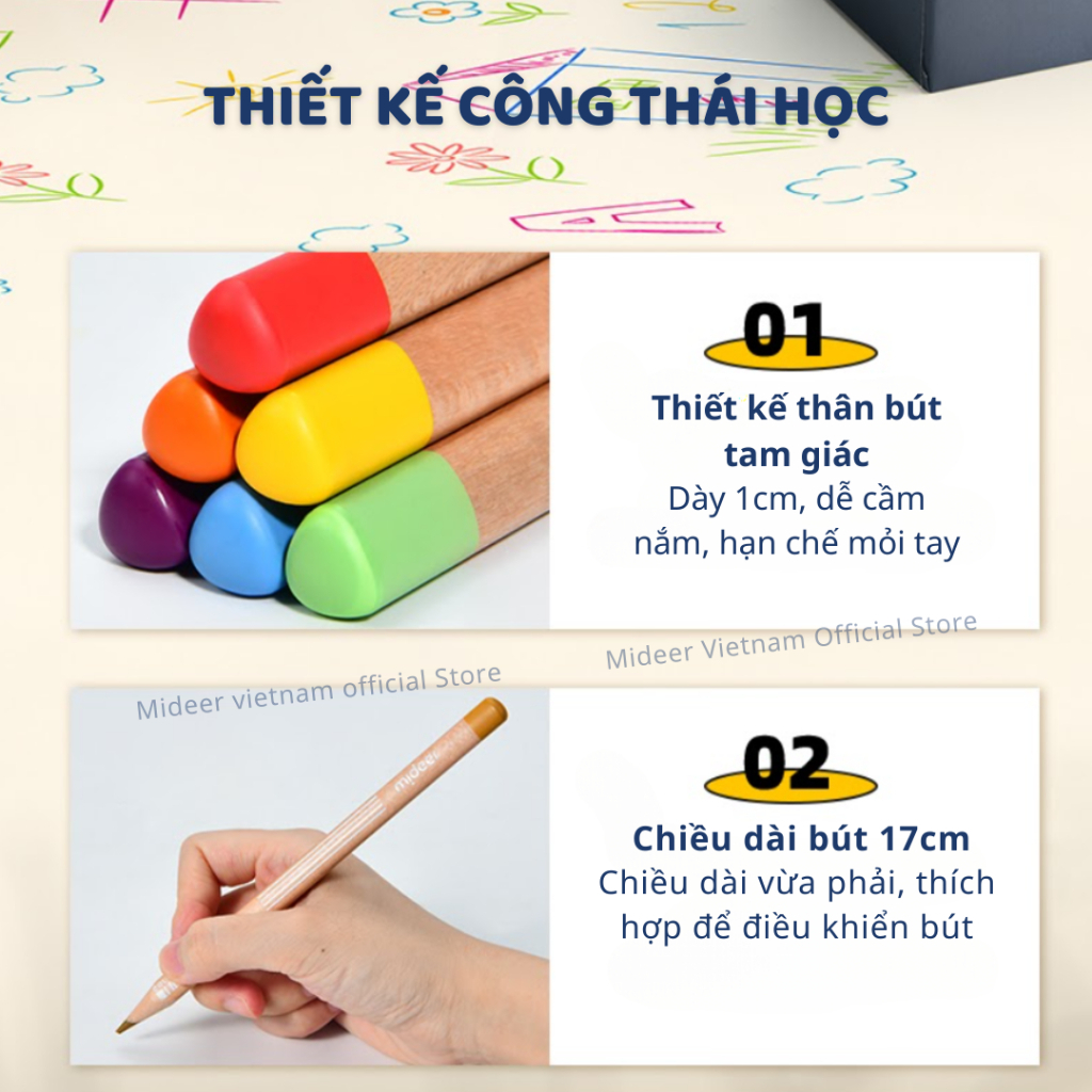 Bút Chì Màu Cho Bé 36 Màu Mideer Vibrant Colored Pencil 3+