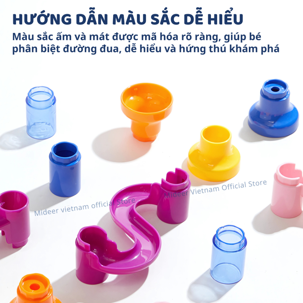 Đồ Chơi Lắp Ráp Đường Bóng Lăn Mideer Track Ball Blocks Crossing The Maze 3+