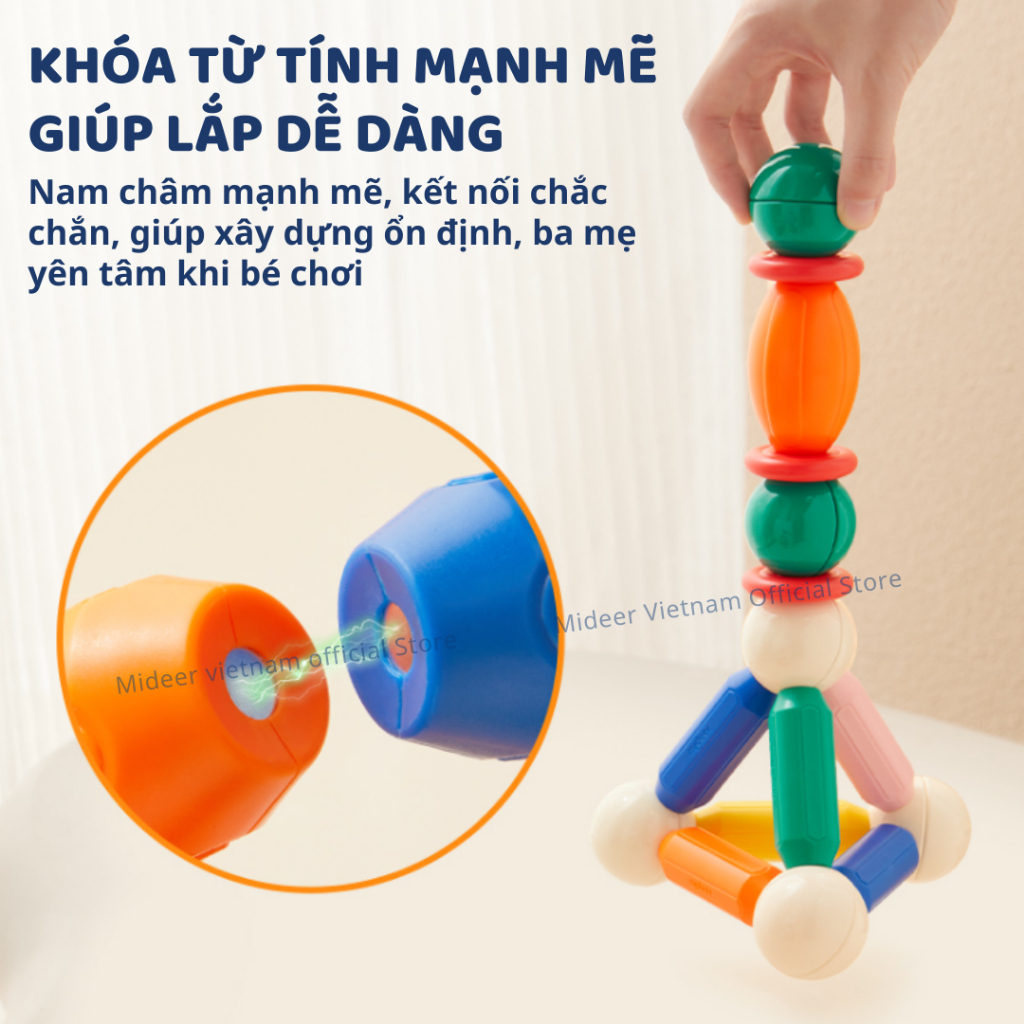 Đồ Chơi Nam Châm Xếp Hình Mideer Growth PLUS Magnetic Building Sticks 3+