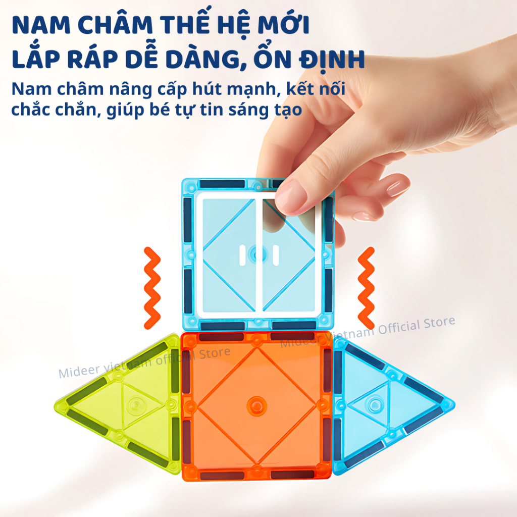 Đồ Chơi Xếp Hình Nam Châm Công Trường Mideer Colorful Magnetic Tiles 33 Chi Tiết 3+