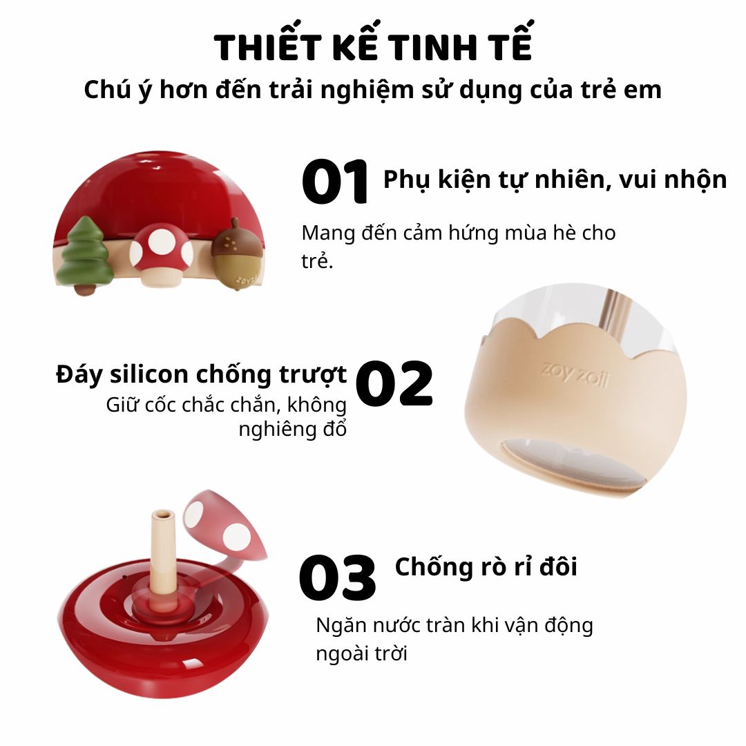 Bình Nước Tritan Cao Cấp Cho Bé Zoyzoii Nature Paradise Cup E6- Green