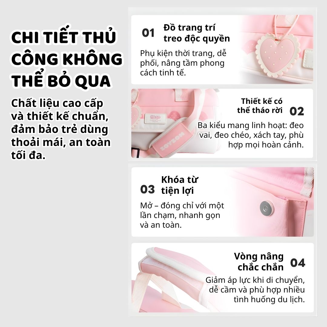 Túi Đựng Đồ Du Lịch Cho Bé Zoyzoii Crossbody Travel Bag B70- Yellow