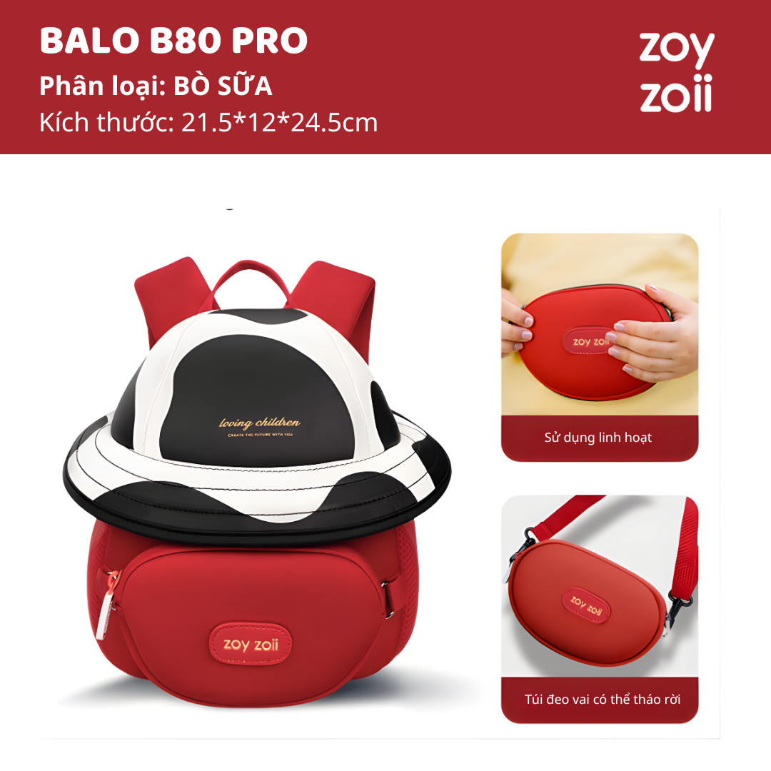 Balo Cho Bé Mầm Non Zoyzoii Discovery Series Hat Bag B80- Bò Sữa