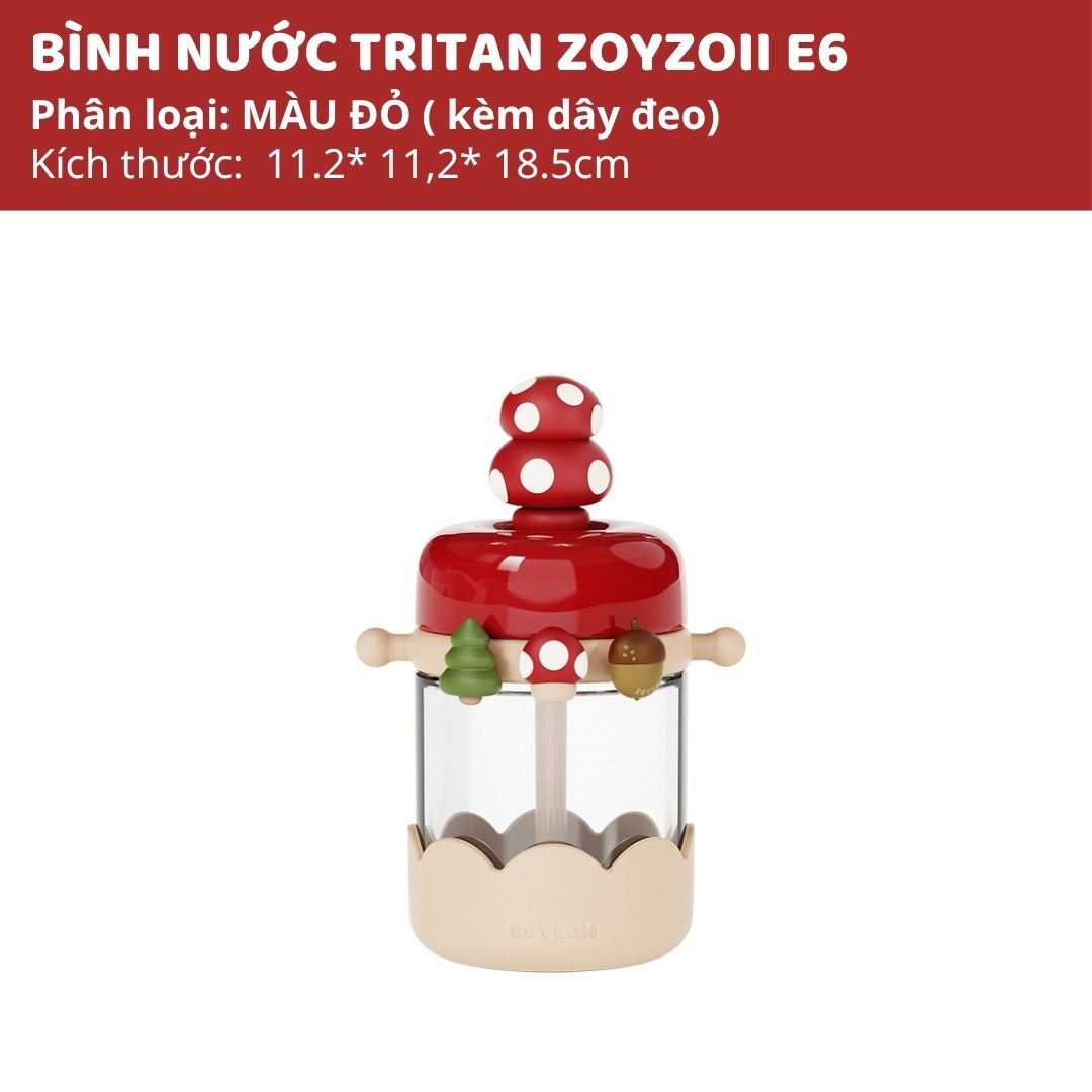 Bình Nước Tritan Cao Cấp Cho Bé Zoyzoii Nature Paradise Cup E6- Red