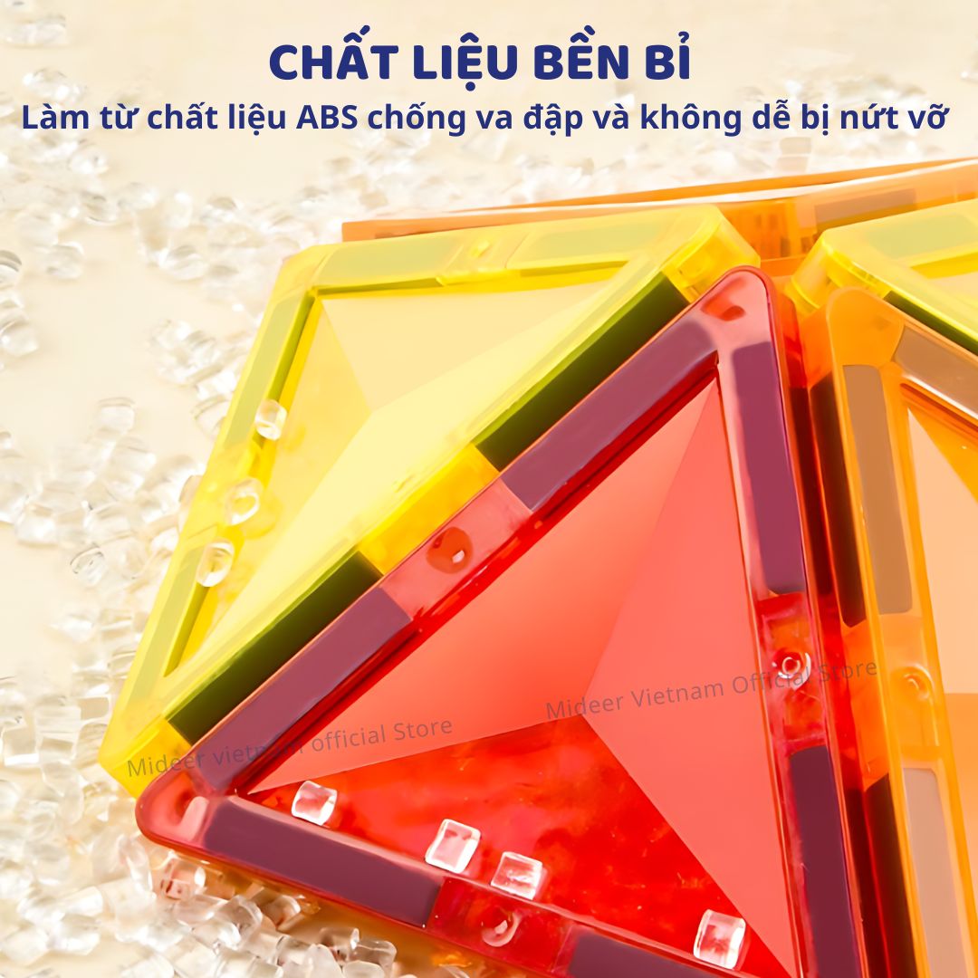 Đồ Chơi Xếp Hình Nam Châm Khủng Long Mideer Colorful Magnetic Tiles 48 Chi Tiết 3+