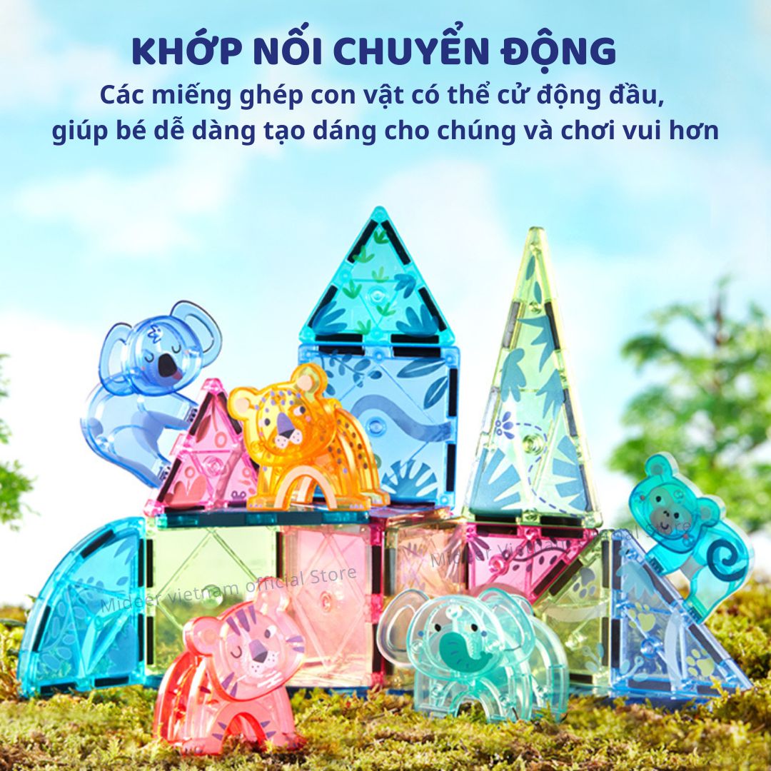 Đồ Chơi Xếp Hình Nam Châm Cho Bé Mideer Colorful Magnetic Tiles 40 Chi Tiết 3+