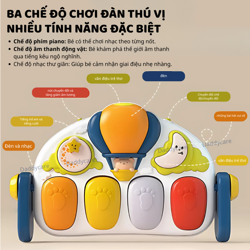 Thảm Piano Nằm Chơi Cho Bé Sơ Sinh Goodway Windmill Piano Gym 3m+