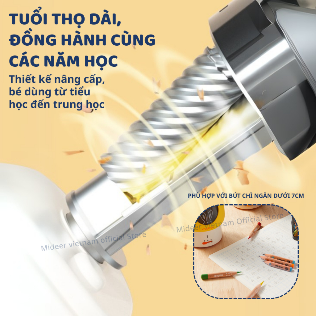 Gọt Bút Chì Điện Tự Động Màu Vàng Mideer Automatic Pencil Sharpener 3+