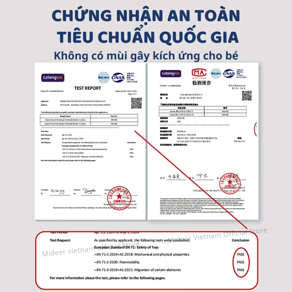 Bút Màu Nước 2 Đầu Kèm Con Dấu Mideer Round-Tip Stamper Washable Marker 6 Màu 3+