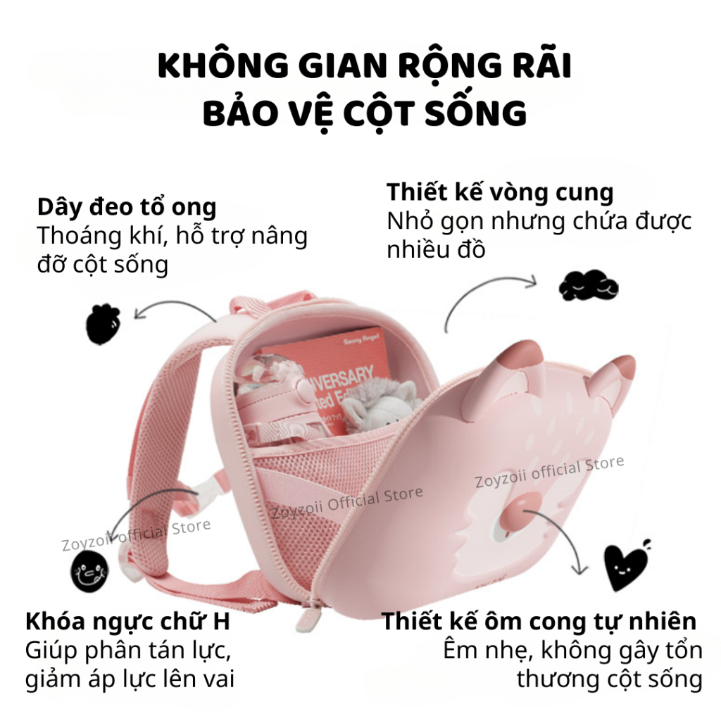 Balo Cho Bé Mầm Non Zoyzoii Animal Series School Bag B18- Thỏ Xám