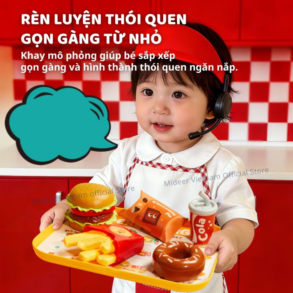 Đồ Chơi Nhập Vai Nấu Ăn Cho Bé Mideer Play Burger Combo 3+
