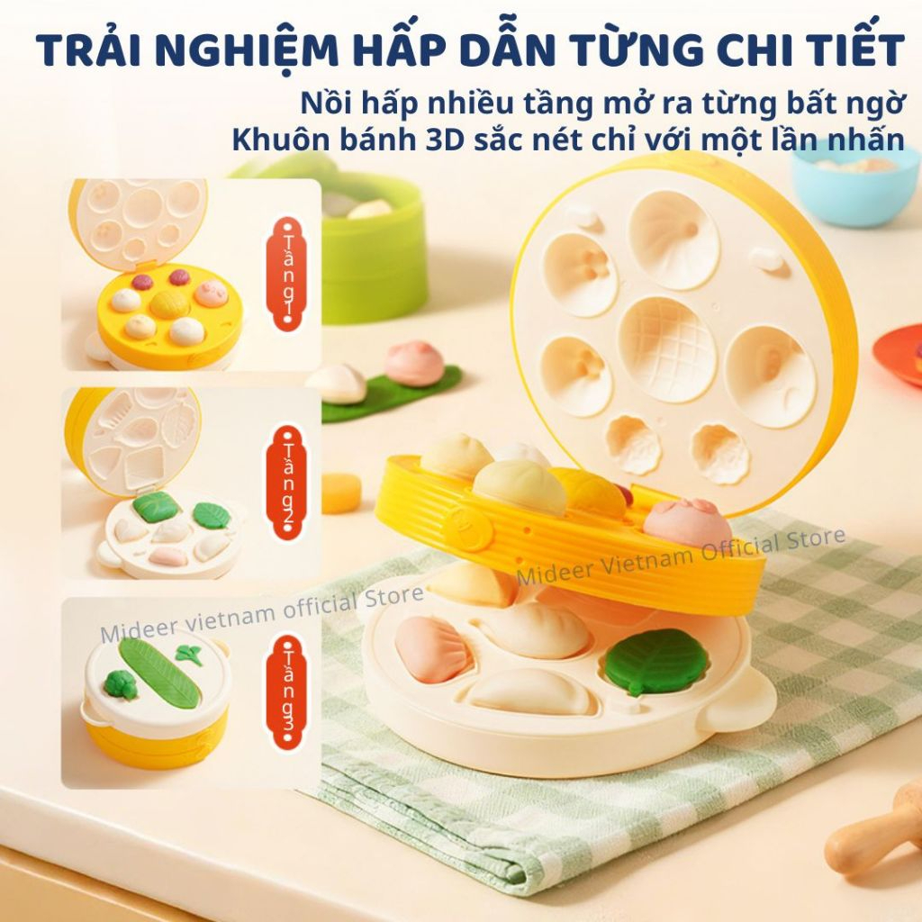 Đồ Chơi Đất Nặn Hữu Cơ Dùng Nhiều Lần Mideer Mellow Dough – Fruit & Veggie Play Set 3+