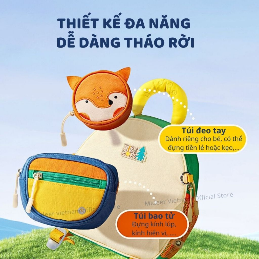 Balo Cho Bé Mầm Non Siêu Nhẹ Màu Nâu Mideer Outing Kids Backpack 1-5 Tuổi