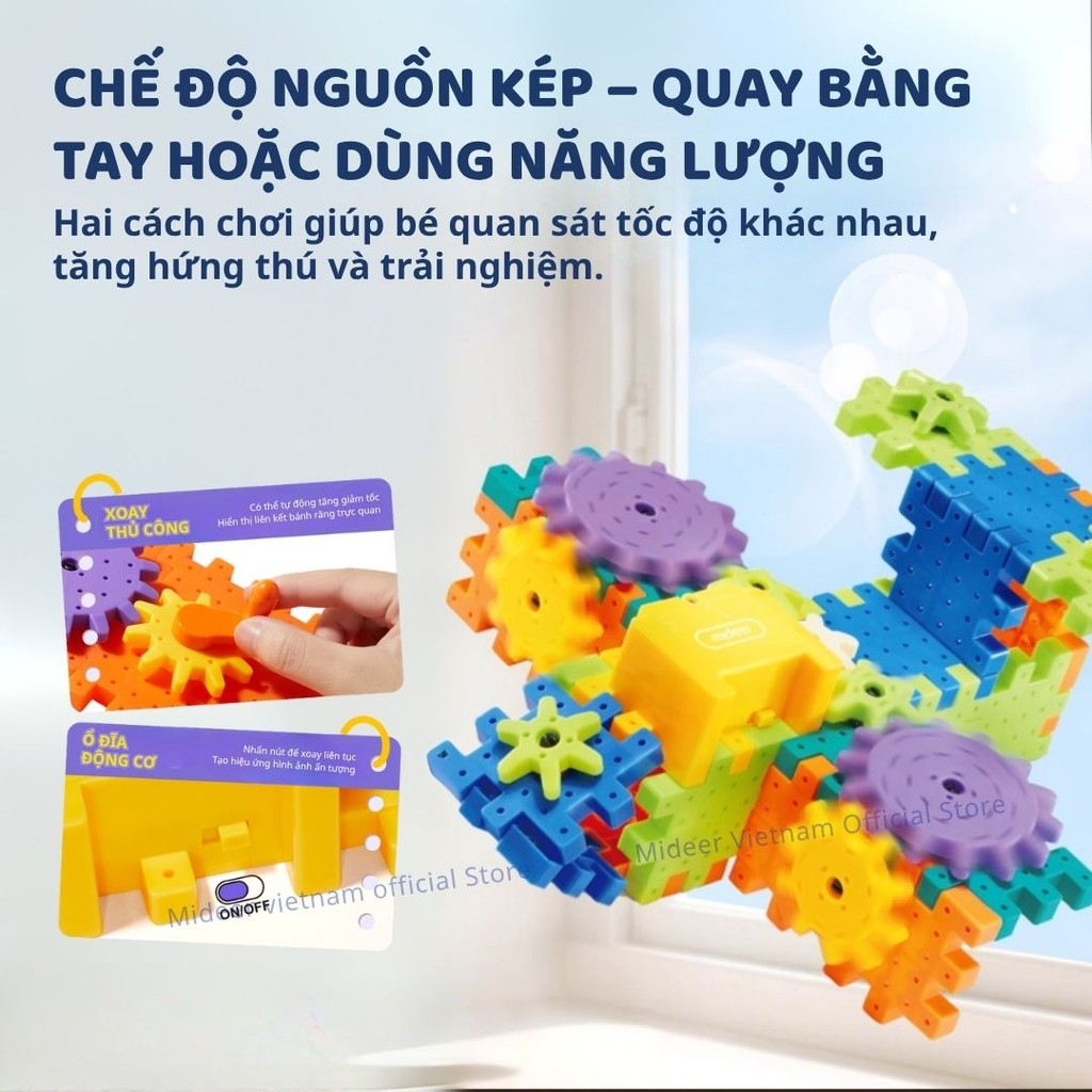 Đồ Chơi Lắp Ráp Mô Hình Động Cơ Bánh Răng Mideer Electrogear Block Set 3+