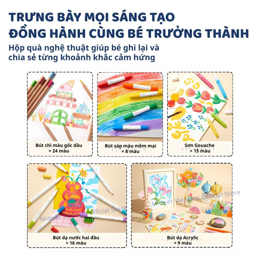 Bộ Bút Màu 79 Chi Tiết Mideer Creative Art Expression Box 3+