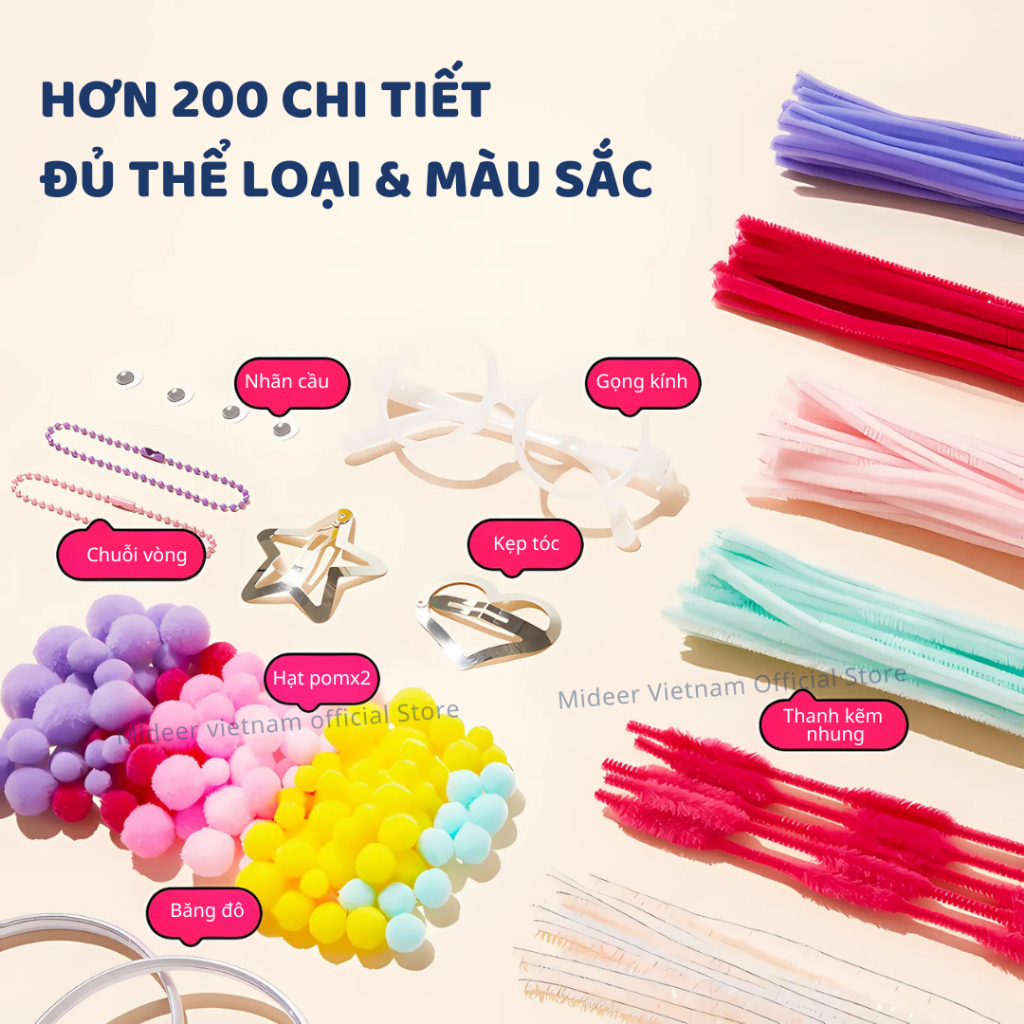 Đồ Chơi Thủ Công Kẽm Nhung Làm Kẹp Tóc Mideer Chenille Stem Craft 8+