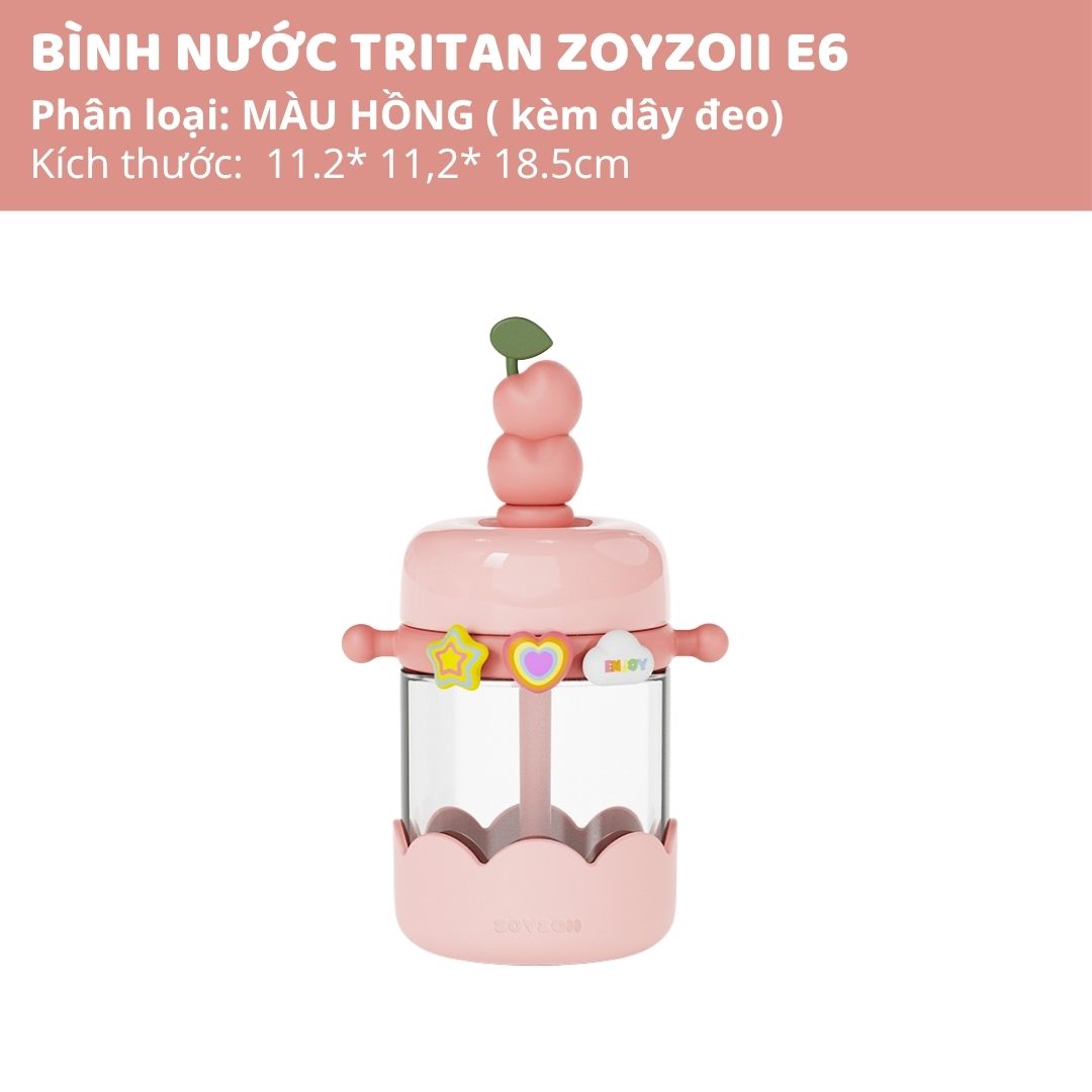 Bình Nước Tritan Cao Cấp Cho Bé Zoyzoii Nature Paradise Cup E6- Pink