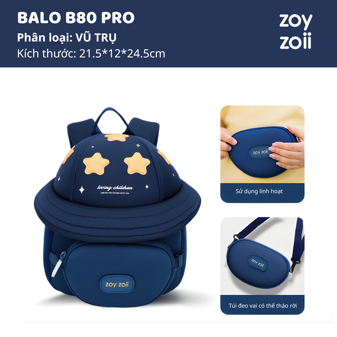 Balo Cho Bé Mầm Non Zoyzoii Discovery Series Hat Bag B80- Vũ Trụ