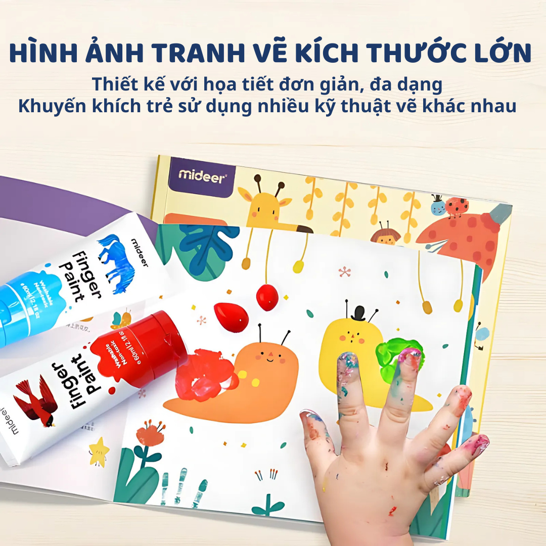Sách Tô Màu Vẽ Tay Cho Bé Mideer Finger Paint Art Book 3+