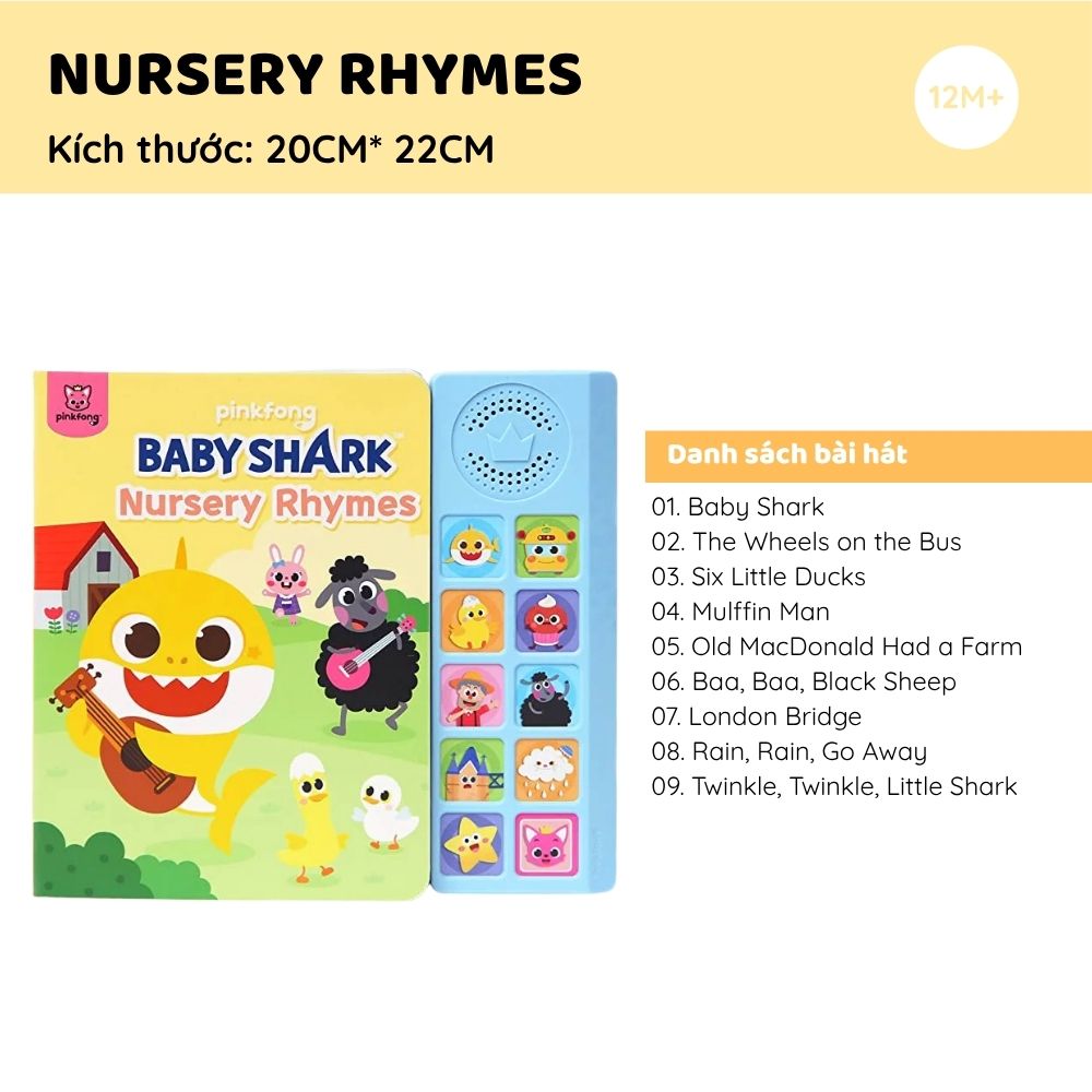 Sách Âm Thanh Cho Bé Chính Hãng Pinkfong Nursery Rhymes Sound Book 1+