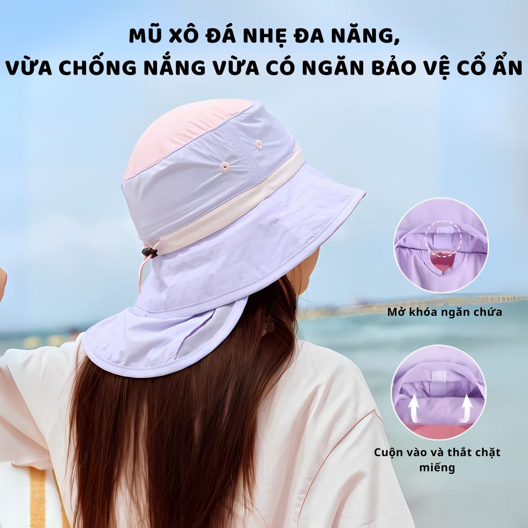 Mũ Chống Nắng Che Vai Gáy Zoyzoii Large Brim Sun Hat B63- Màu Kem