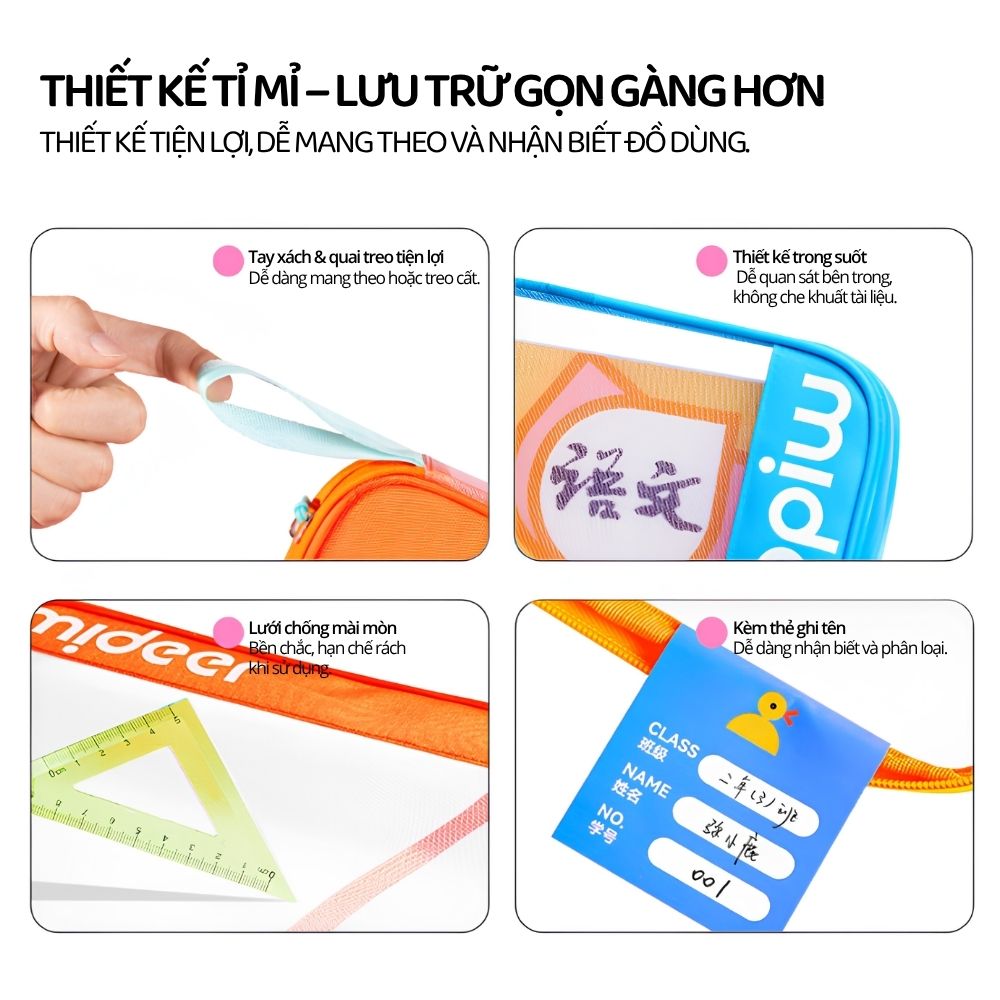 Túi Đựng Tài Liệu Hai Ngăn Mideer Organized Subject Storage Bag- Màu Xanh Dương 3+
