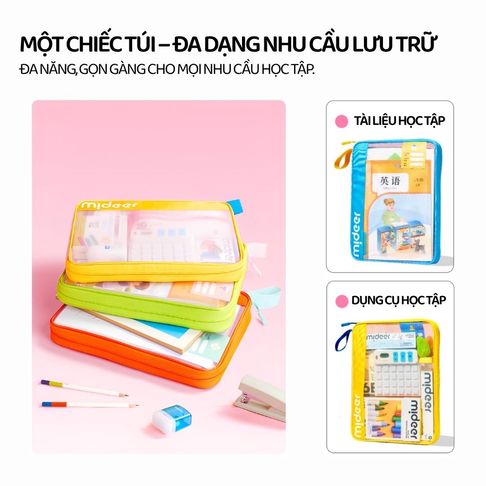 Túi Đựng Tài Liệu Hai Ngăn Mideer Organized Subject Storage Bag- Màu Xanh Dương 3+