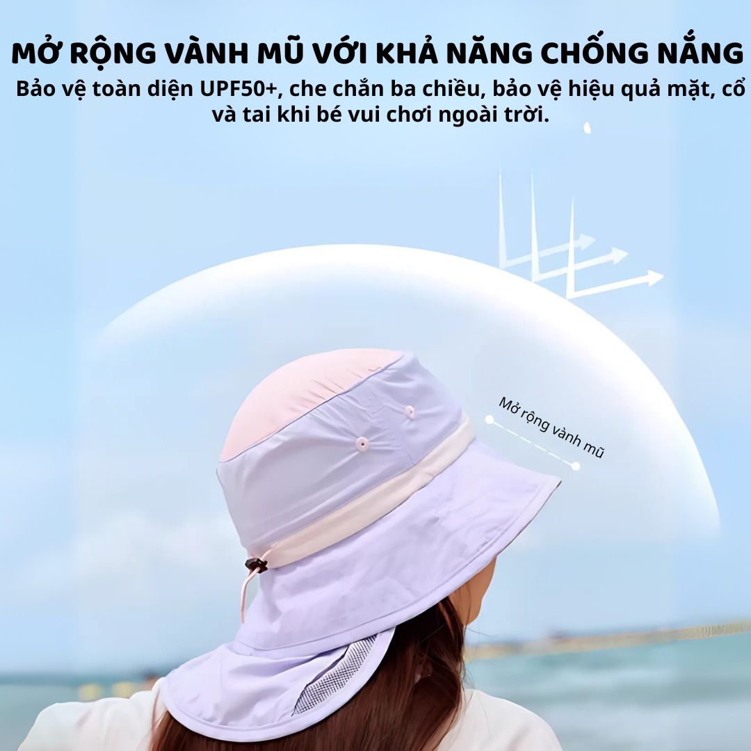 Mũ Chống Nắng Che Vai Gáy Zoyzoii Large Brim Sun Hat B63- Màu Kem