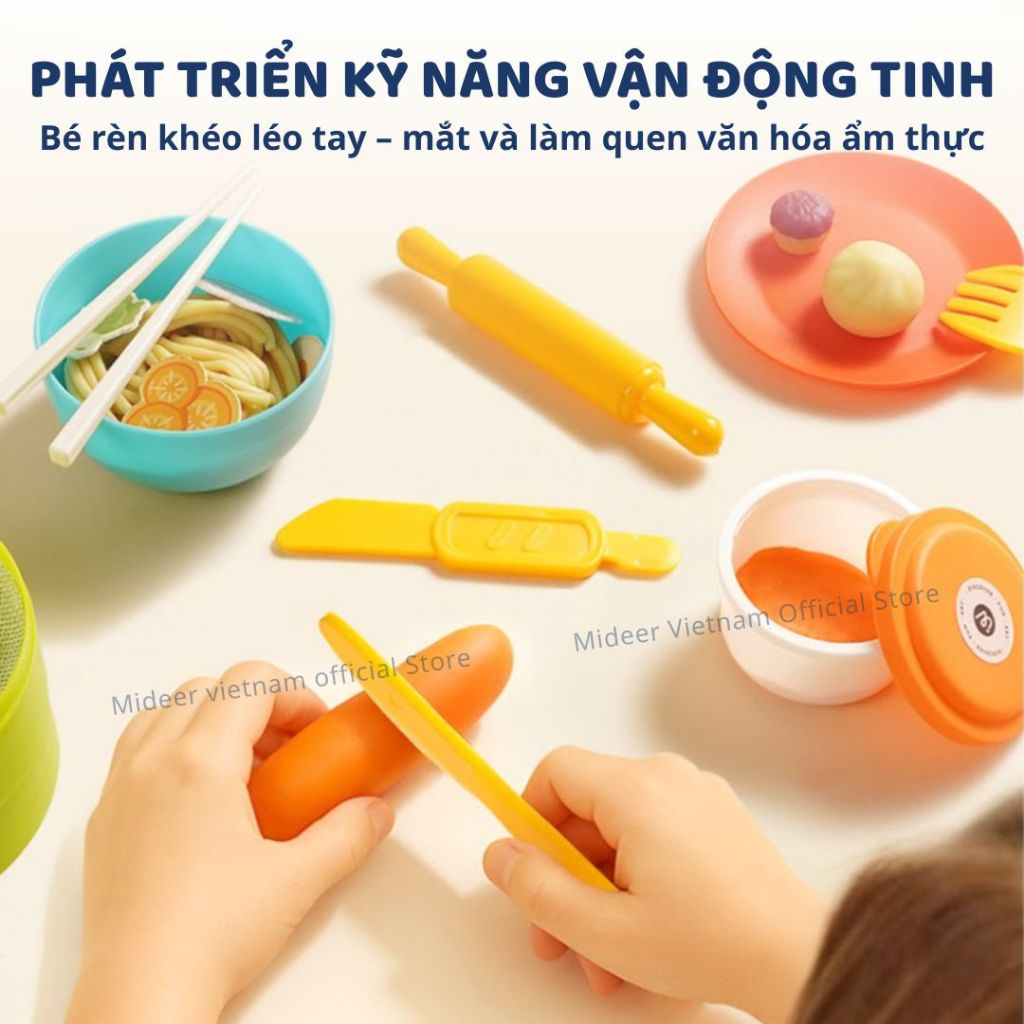 Đồ Chơi Đất Nặn Hữu Cơ Dùng Nhiều Lần Mideer Mellow Dough – Burger Dinner 3+