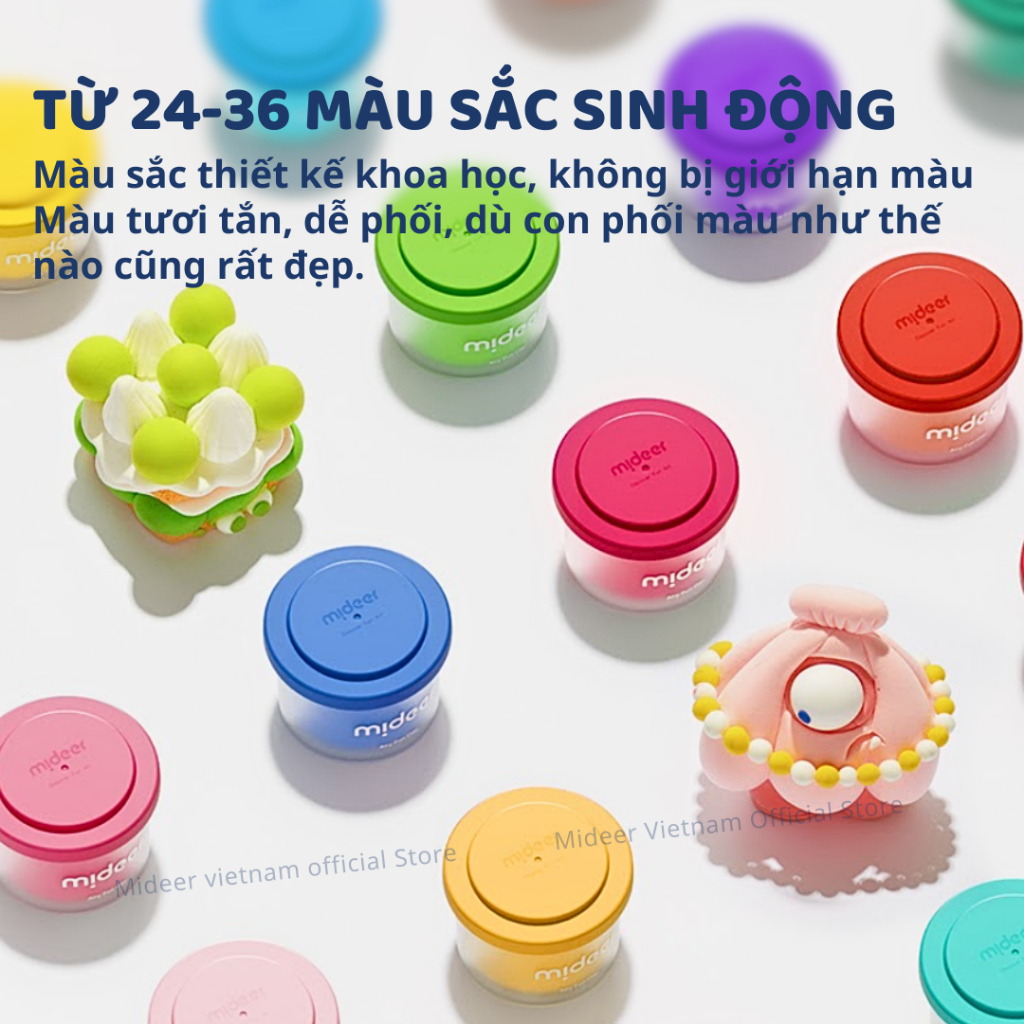 Đất Nặn Tự Khô Mideer Airy Fun Clay 24 Màu 3+