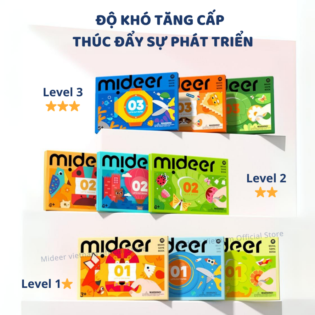 Giấy Gấp Thủ Công Origami Mideer Level Up Brain Gamebook- Level 1