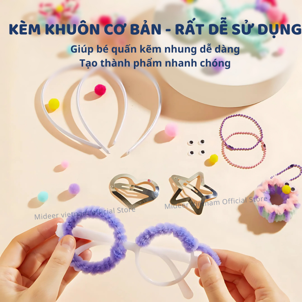 Đồ Chơi Thủ Công Kẽm Nhung Làm Kẹp Tóc Mideer Chenille Stem Craft 8+
