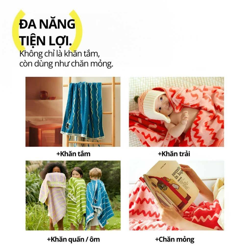 Khăn Tắm Kháng Khuẩn Hugz Bath Towel Unisex 70*140cm