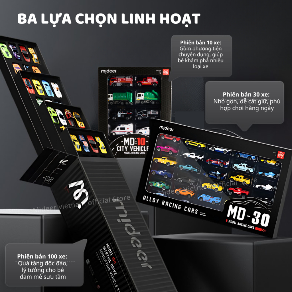 Đồ Chơi Mô Hình Ô Tô Hợp Kim 30 Xe Mideer Alloy Racing Cars 3+