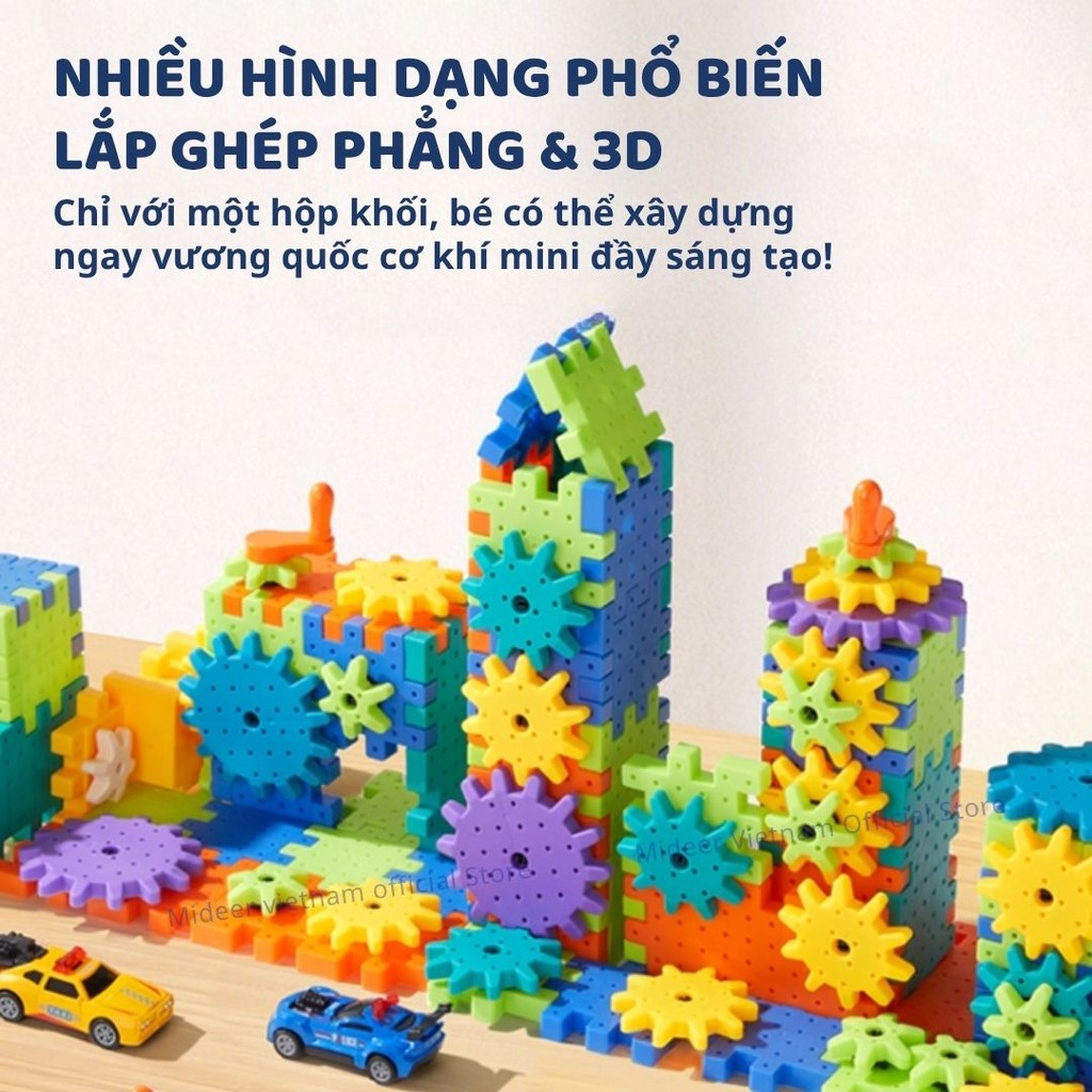 Đồ Chơi Lắp Ráp Mô Hình Động Cơ Bánh Răng Mideer Electrogear Block Set 3+