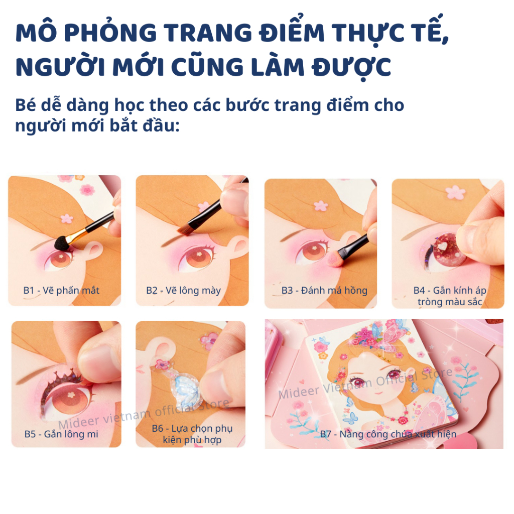 Đồ Chơi Trang Điểm Thiết Kế Thời Trang Cho Bé Gái Mideer 3in1 Princess Fantasy Makeup