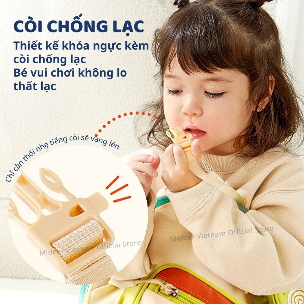 Balo Cho Bé Mầm Non Siêu Nhẹ Màu Xanh Mideer Outing Kids Backpack 1-5 Tuổi