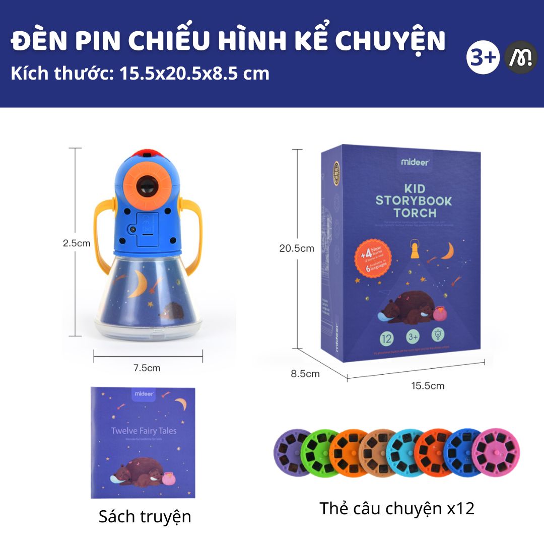 Đèn Pin Chiếu Hình Cổ Tích Cho Bé Mideer Kid Storybook Torch 3+