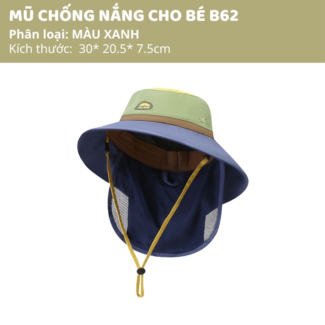 Mũ Chống Nắng Che Vai Gáy Zoyzoii Large Brim Sun Hat B63- Màu Xanh
