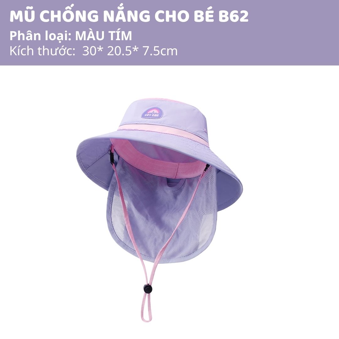 Mũ Chống Nắng Che Vai Gáy Zoyzoii Large Brim Sun Hat B63- Màu Tím