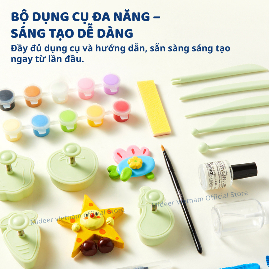 Đất Sét Tạo Hình Tự Khô Cho Bé Mideer Modeling Clay Set 8+