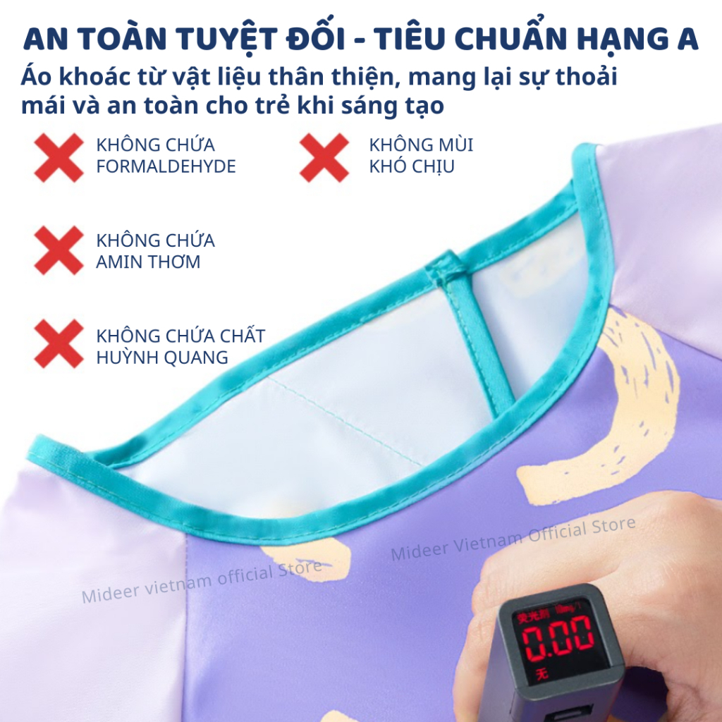 Áo Vẽ Tranh Chống Bẩn Mideer Waterproof Art Smock- Hyacinth Purple 3+