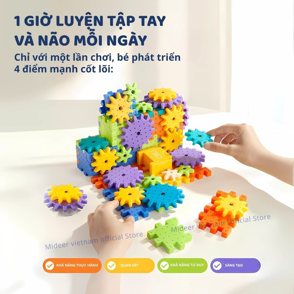 Đồ Chơi Lắp Ráp Mô Hình Động Cơ Bánh Răng Mideer Electrogear Block Set 3+