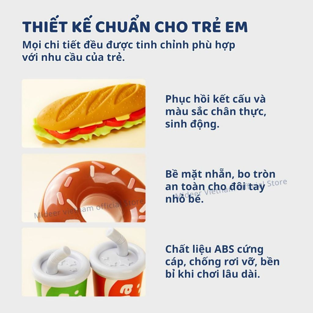 Đồ Chơi Nhập Vai Nấu Ăn Cho Bé Mideer Play Burger Combo 3+