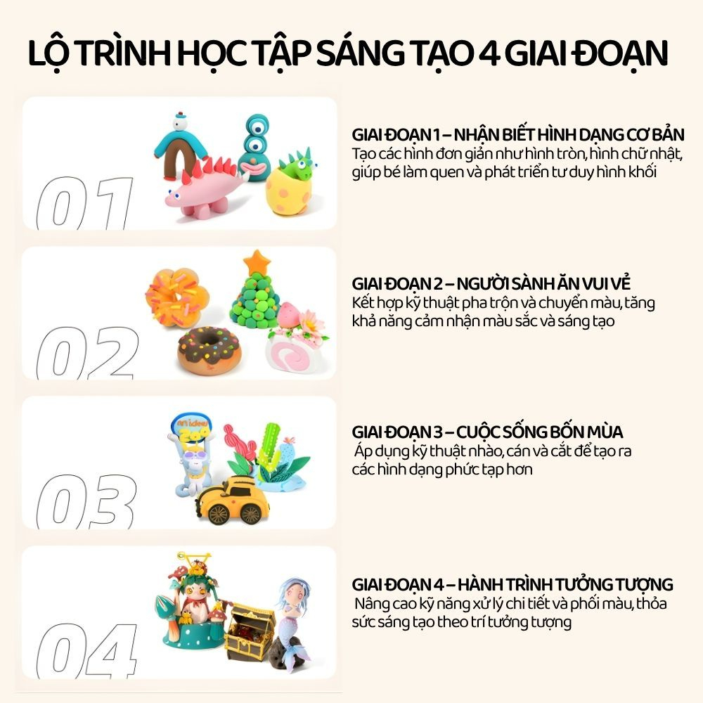 Đất Nặn Tự Khô 68 Màu Mideer Play Airy Clay - Sweets Bag 3+